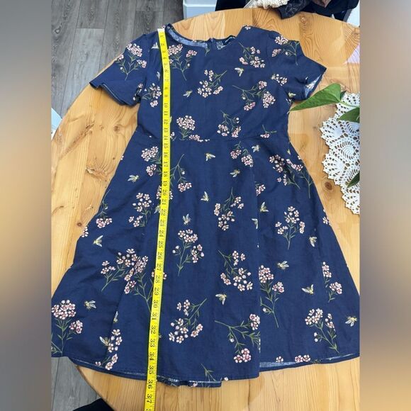 Modcloth x Princess Highway - Navy Floral Bee Dress 🐝 Size 14 Belted - Picture 4 of 7